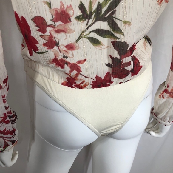 Guess Floral Camilla Chiffon Surplice Choker Bodysuit - Picture 6 of 15